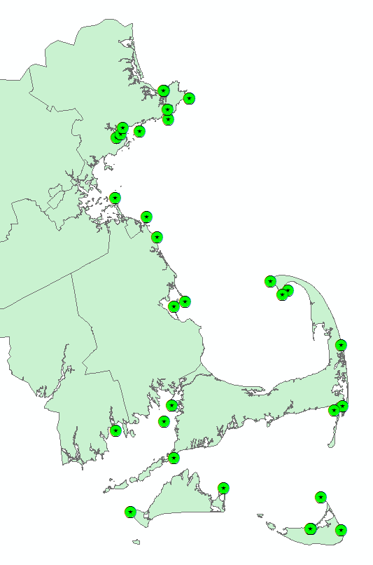 Map of Massachusetts Lighthouses