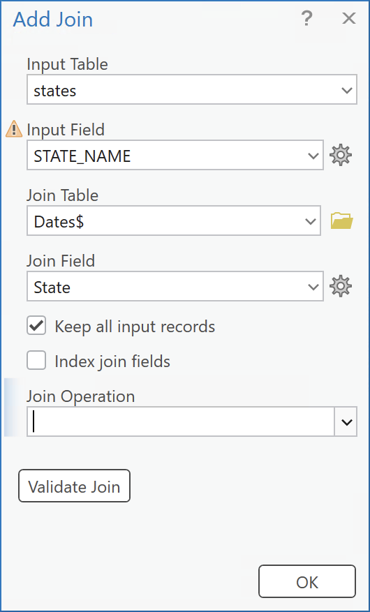 Join Data Dialog